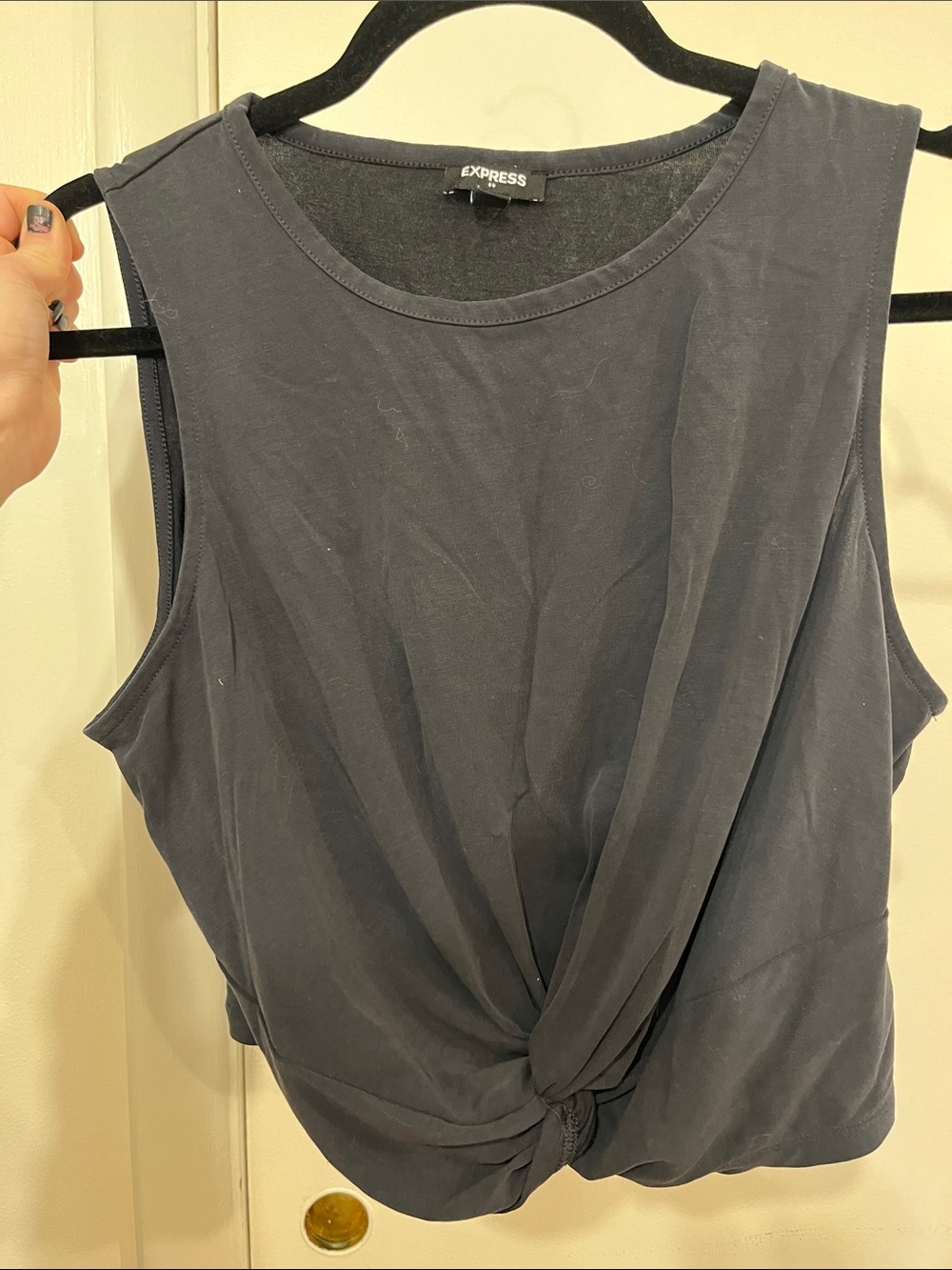 Express Charcoal Gray Twist-Front Tank